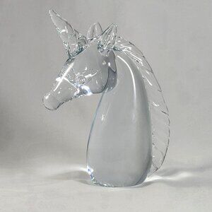 Unicorn Figurine Large Glass Paperweight Mythical Decor Whimsical Art Figure 6½"